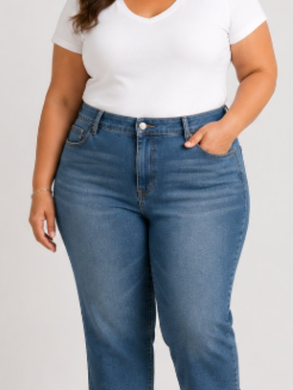 Susan Graver Wide Leg Cropped Raw Hem Jeans 24WP Plus Petite Blue Denim Stretch